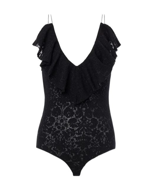 Philosophy Di Lorenzo Serafini Black Ruches Detailed Bodysuit