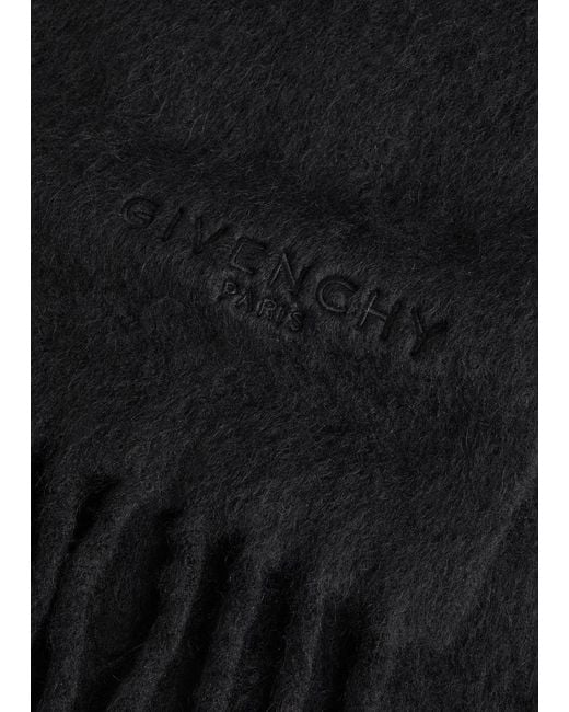Givenchy Black Fringed Alpaca-Blend Scarf