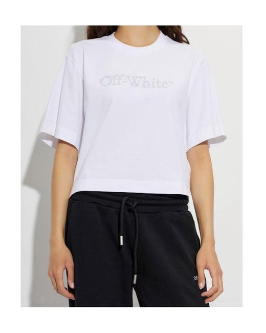 Off-White c/o Virgil Abloh White Cropped Short-Sleeve T-Shirt