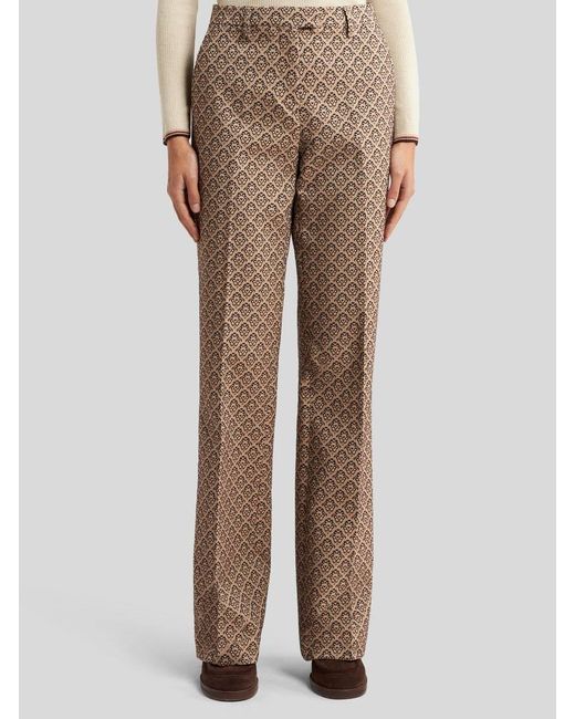 Etro Brown Damask-Pattern Trousers