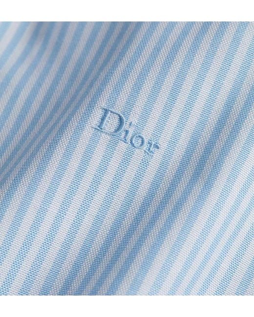 Dior Blue Striped Collared Short-Sleeve Shirt for men