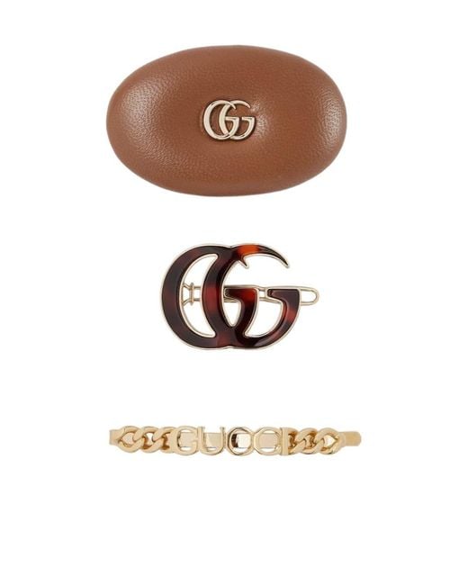 Gucci White Logo Hair Clips Set