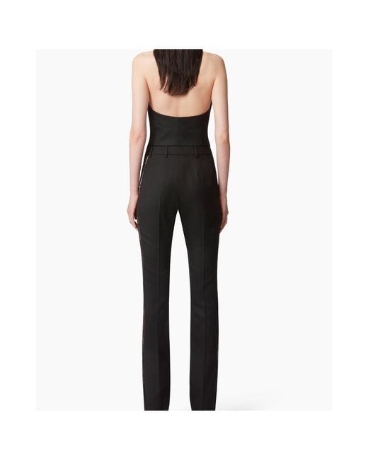 Nina Ricci Black Lace-Detail Straight-Leg Trousers