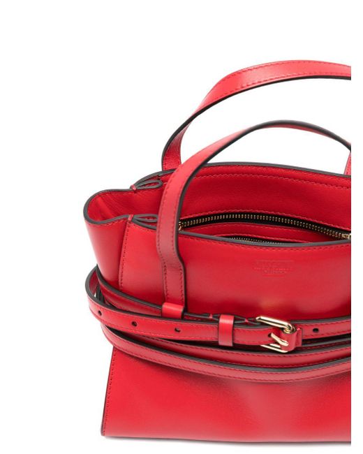 Moschino Red Small Tie Me Tote Bag
