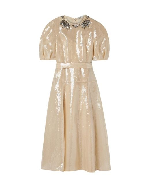 Erdem Natural Sequined Midi Dress