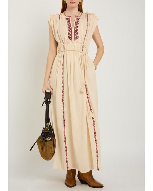 Isabel Marant Natural Embroidered Cotton Dress