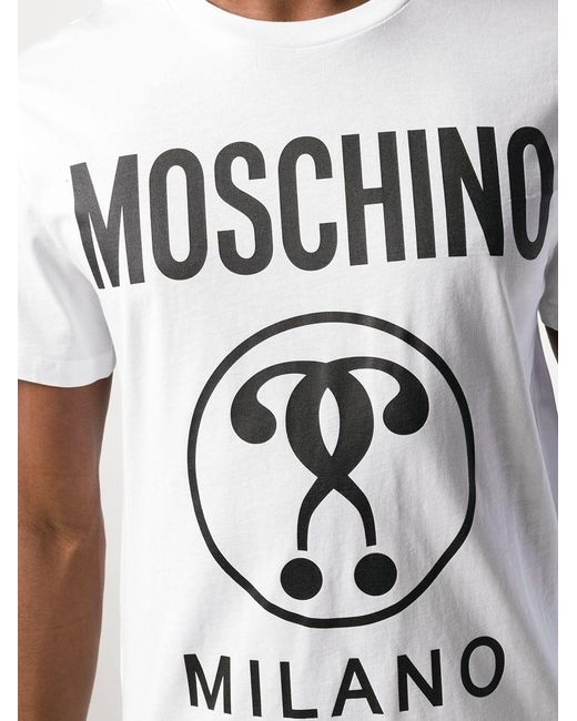 Moschino White Logo Print T-Shirt for men