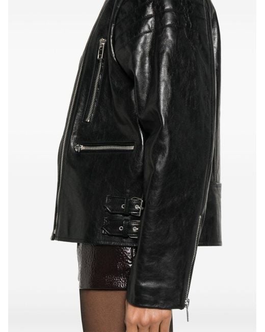 Twinset Black Leather Biker Jacket