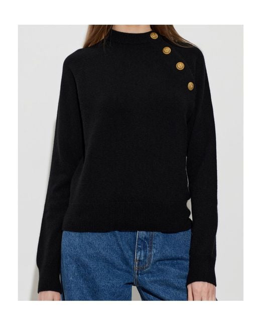 Balmain Blue Button-Detailed Knitted Sweater