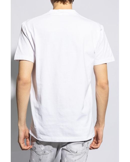 DSquared² White Logo Detailed Crewneck T-Shirt for men