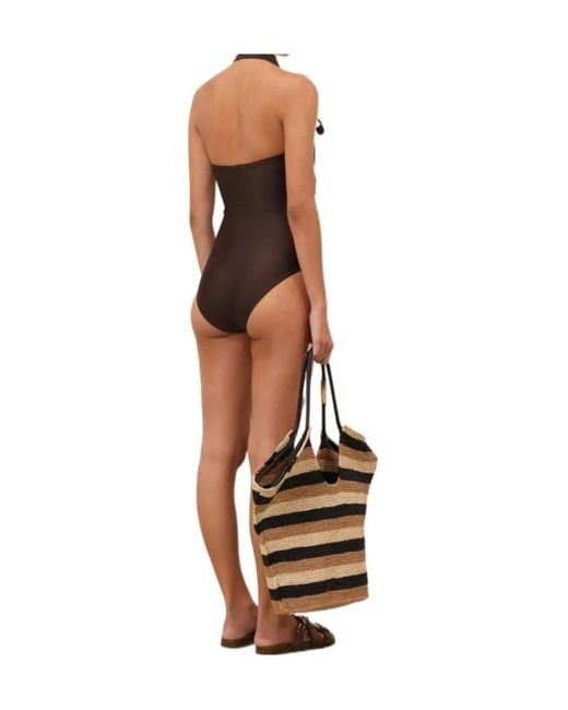 Zimmermann Brown Awaken Tie Neck 1Pc Bathing Suit