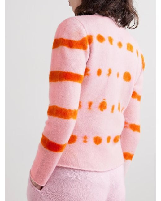 The Elder Statesman Orange Tie-Dye Brushed Cashmere Sweater