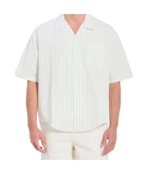 AMI White Ami Striped Boxy Shirt for men