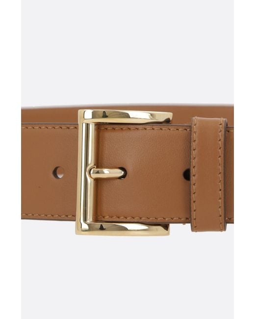 Prada Brown Logo Plaque Square-Buckle Belt