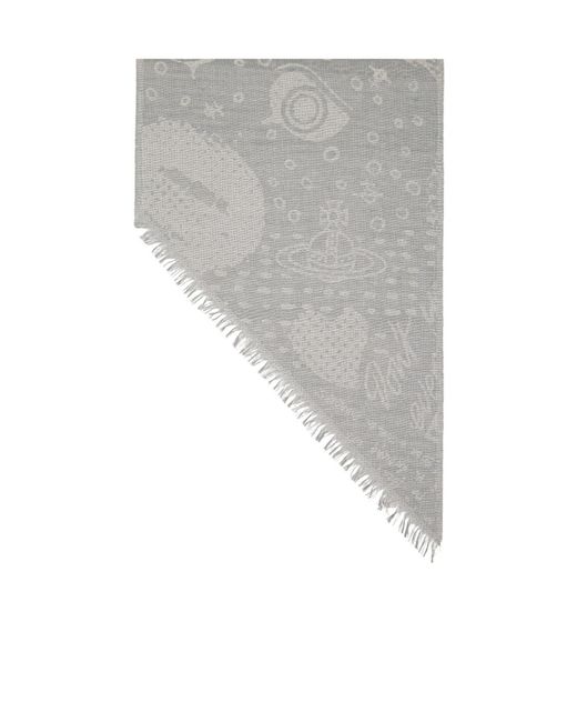 Vivienne Westwood Gray Patterned Scarf for men