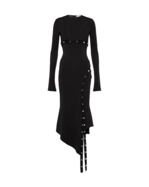 The Attico Black Asymmetric Midi Dress