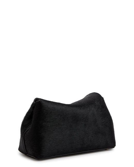 Totême Black T-Lock Mini Horsehair Clutch