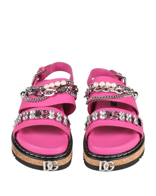 Dolce & Gabbana Pink Minimalist Leather Sandals