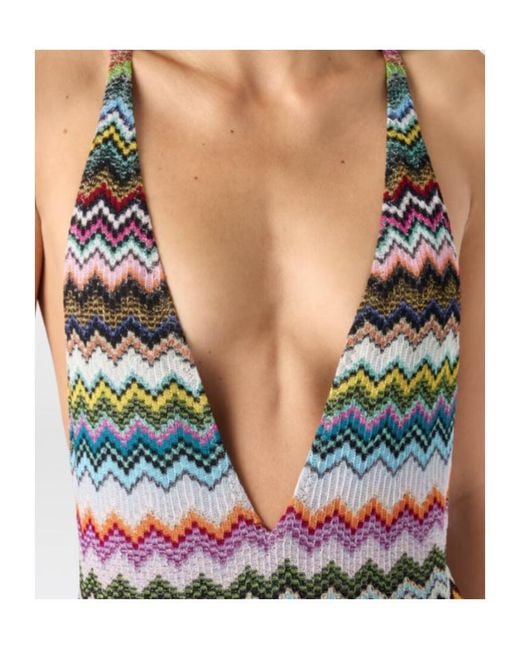 Missoni White Pixel-Effect Zigzag Pattern One-Piece Swimsuit