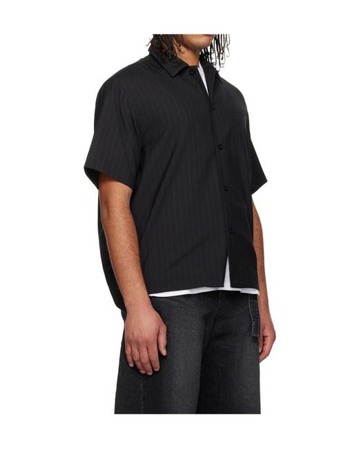 Sacai Black Chalk Striped Shirt for men