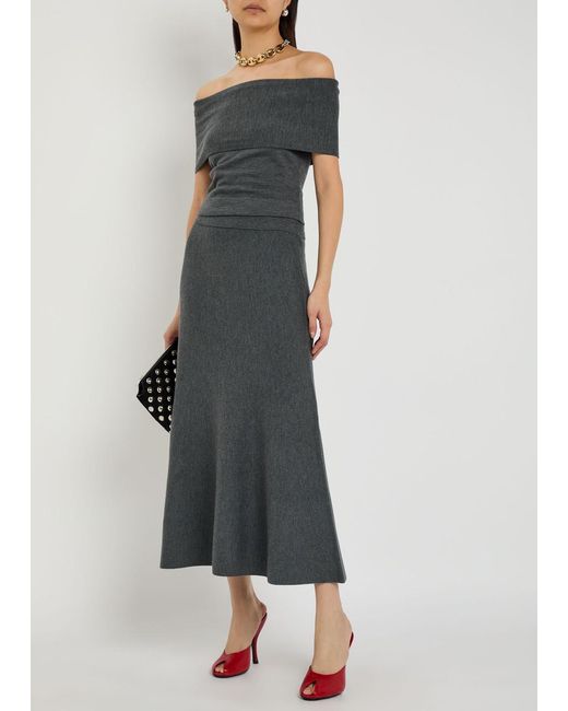 Jonathan Simkhai Gray Callahan Off-The-Shoulder Wool Top