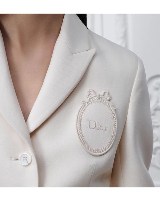 Dior Natural Christian Logo Patch Single-Breasted Blazer