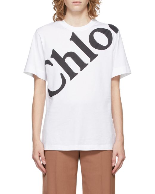 Chloé White Maxi Logo-Print Short-Sleeve T-Shirt