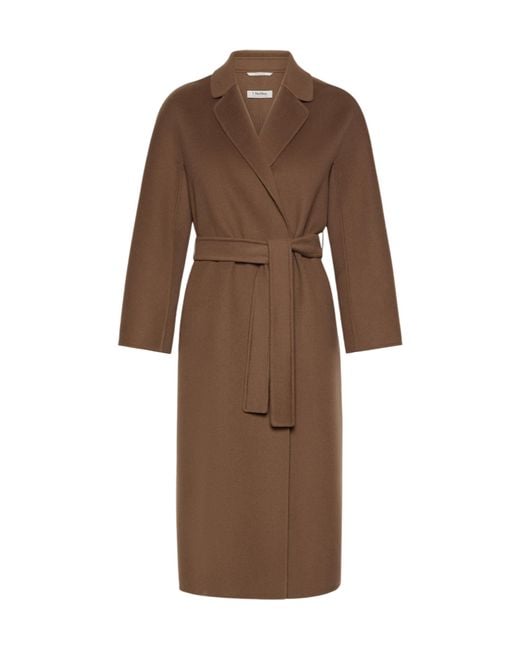 Max Mara Brown Virgin Wool Wrap Coat