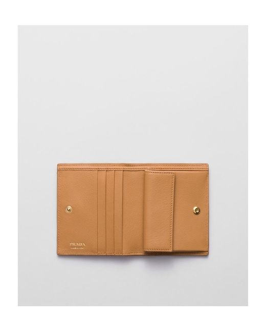 Prada Natural Embellished Bi-Fold Wallet