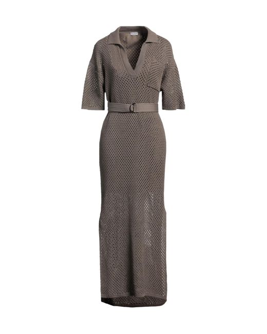 Brunello Cucinelli Brown Plain Colour Long Dress