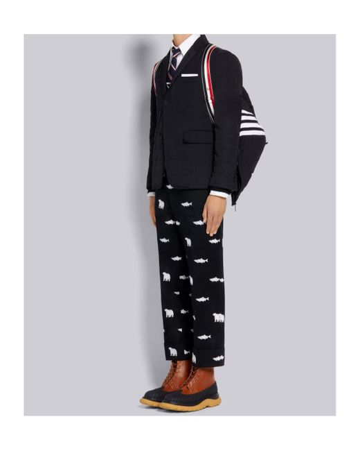 Thom Browne Blue Twill Down-Filled-Bar Ski Vest for men