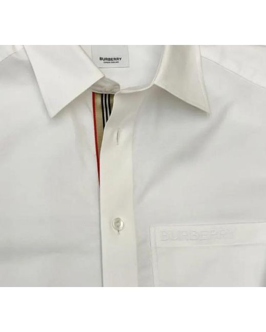 Burberry White Cotton Oxford Shirt for men