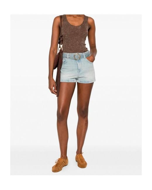 Twinset Blue Belt Denim Shorts