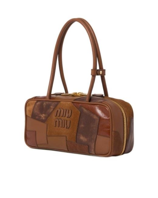 Miu Miu Brown Beau Leather Patchwork Bag