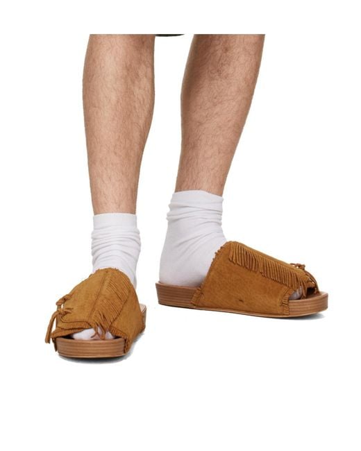 Visvim Brown Christo Shaman Folk Fringe Mules for men