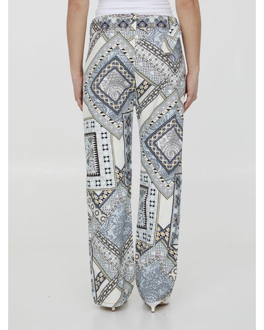 Etro Gray Paisley Print Trousers