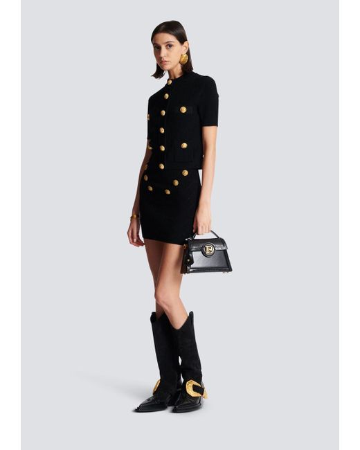 Balmain Black 6-Button Knit Skirt