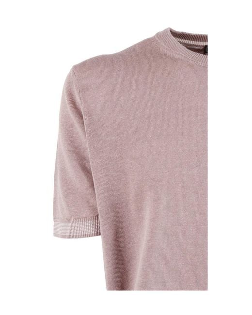 Peserico Pink Short-Sleeved Crewneck Knitted Jumper for men