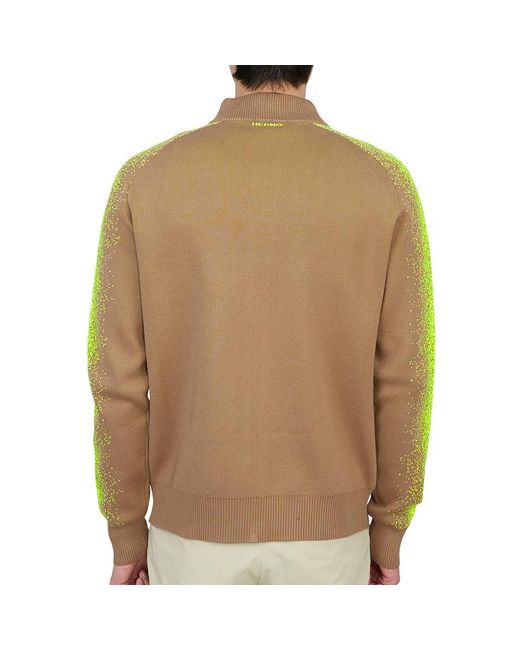 Herno Green Zip-Up High Neck Cardigan for men