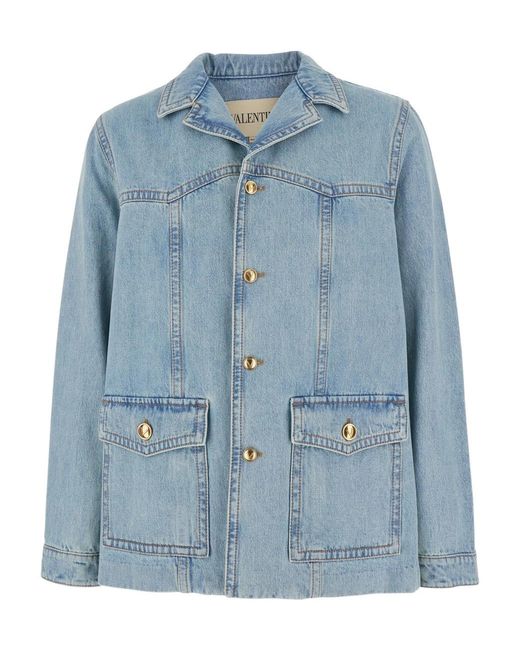 Valentino Blue Button-Up Denim Jacket for men