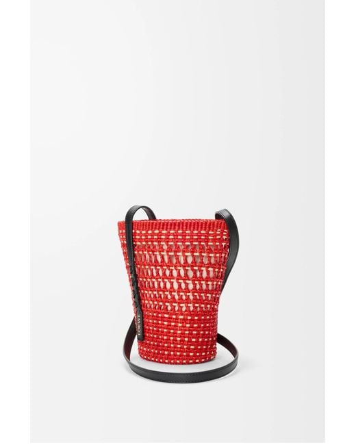Loewe Red Paulas Ibiza Braid Pocket Bucket Bag