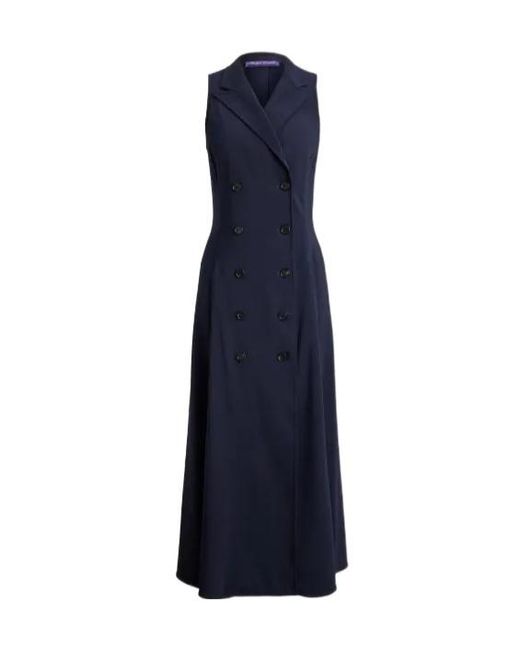 Ralph Lauren Blue Alecia Double-Breasted Midi Dress