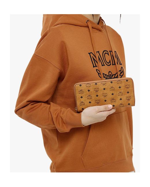 MCM Brown Visetos Printed Zipped Wallet