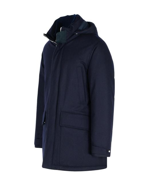 Zegna Blue Zip-Up Hooded Jacket for men