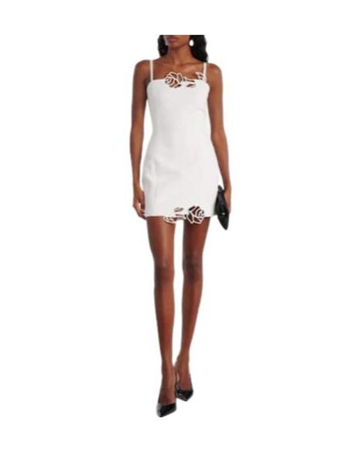 Blumarine White Laser-Cut Crêpe Cady Minidress