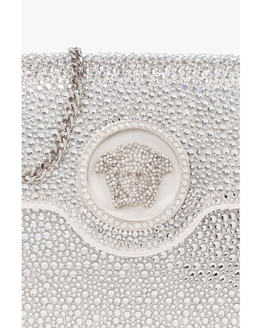 Versace Gray Medusa Plaque Embellished Clutch Bag