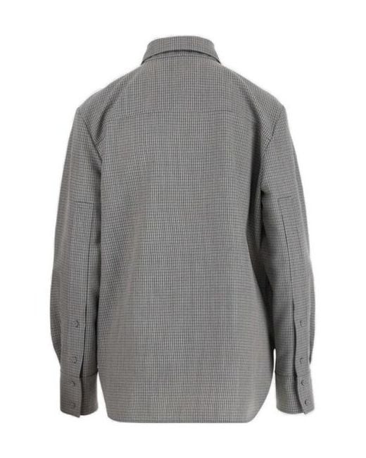 Jil Sander Gray Long-Sleeved Checked Shirt
