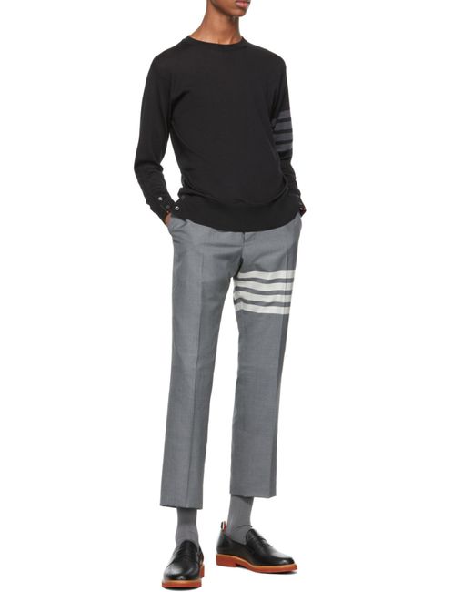 Thom Browne Black Bar Crewneck Jumper for men