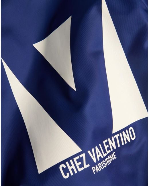 Valentino Blue Logo Printed Zip-Up Jacket for men