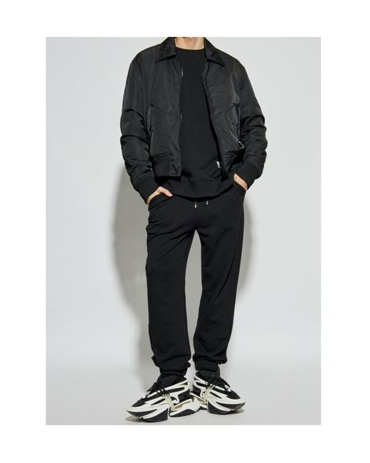 Balmain Black Logo Printed Drawstring Sweatpants for men